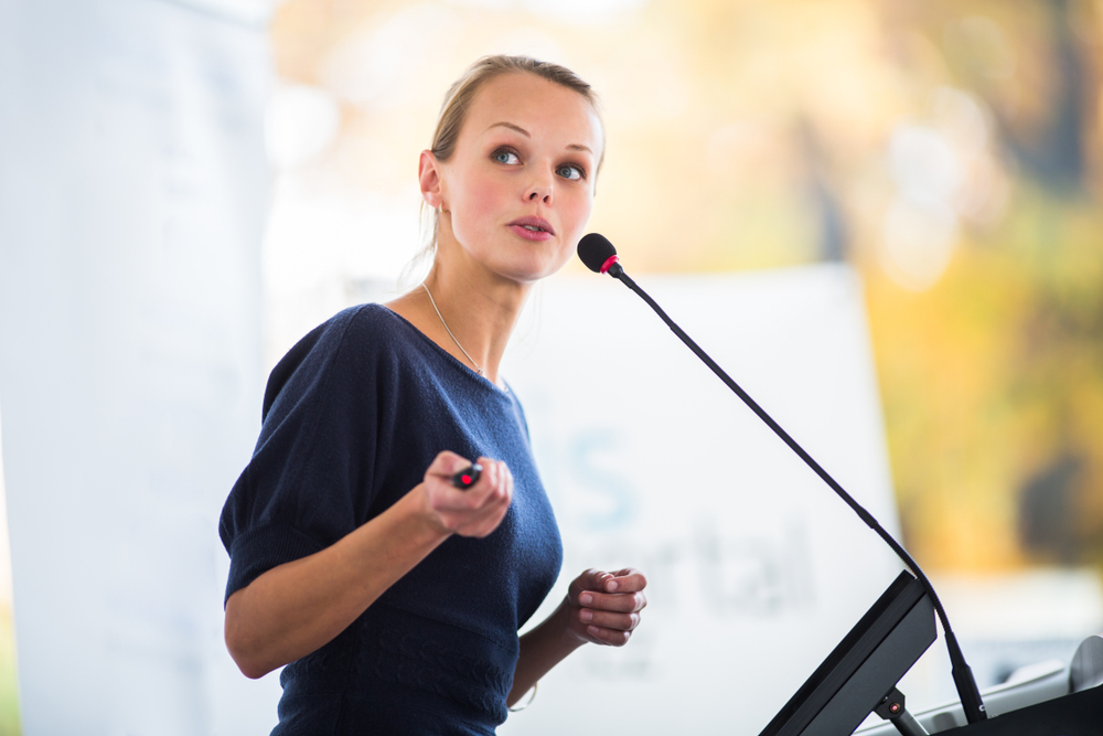 Sandra van Niekerk speaking at the DC Review Awards in 2023